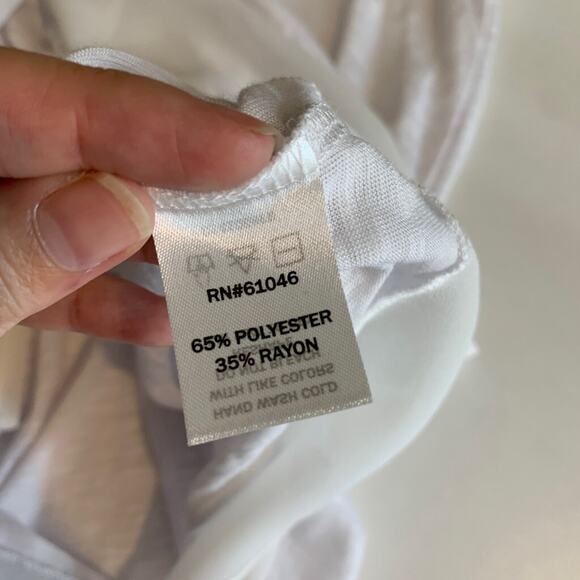 Vanity Top Tank Womens L Large White Fair Essentials Criss Cross Chiffon Hem - Picture 13 of 16